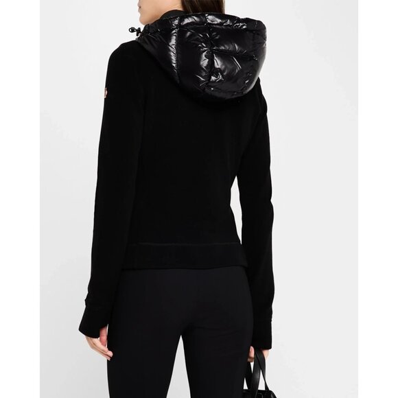 Moncler Grenoble Black Puffer Polar Fleece Hooded Zip-Up Cardigan Jacket Size XL - Picture 2 of 16